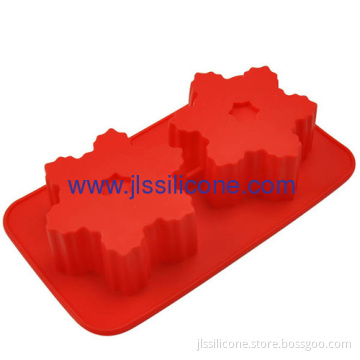 2 Cavities Snowflake Shaped Silicone Muffin Cake Baking Molds 